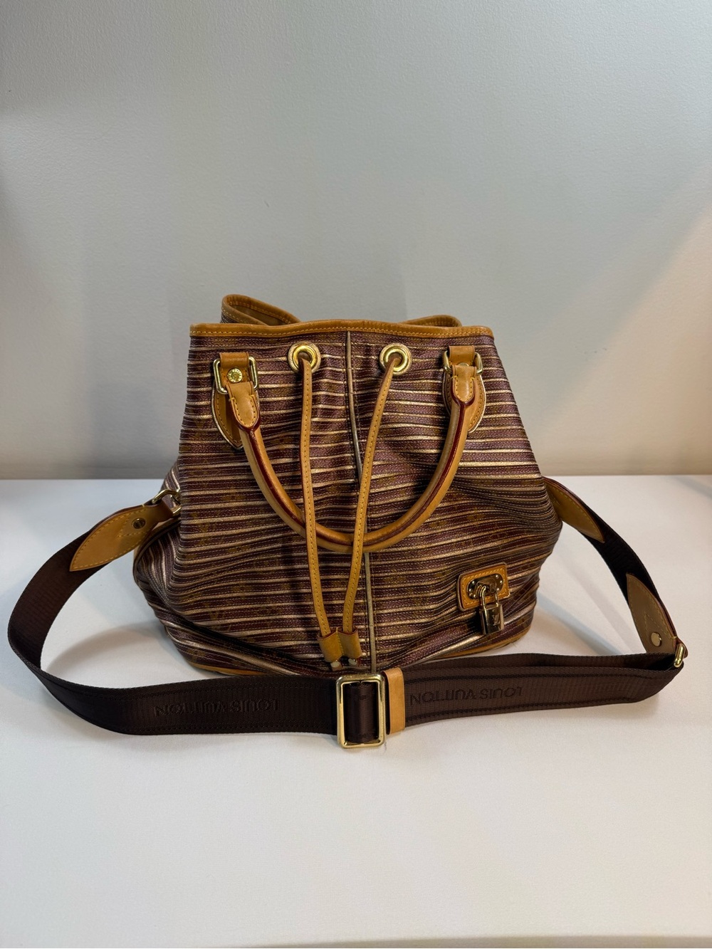 RARE Louis Vuitton Monogram Mini Lin Rayures Besace